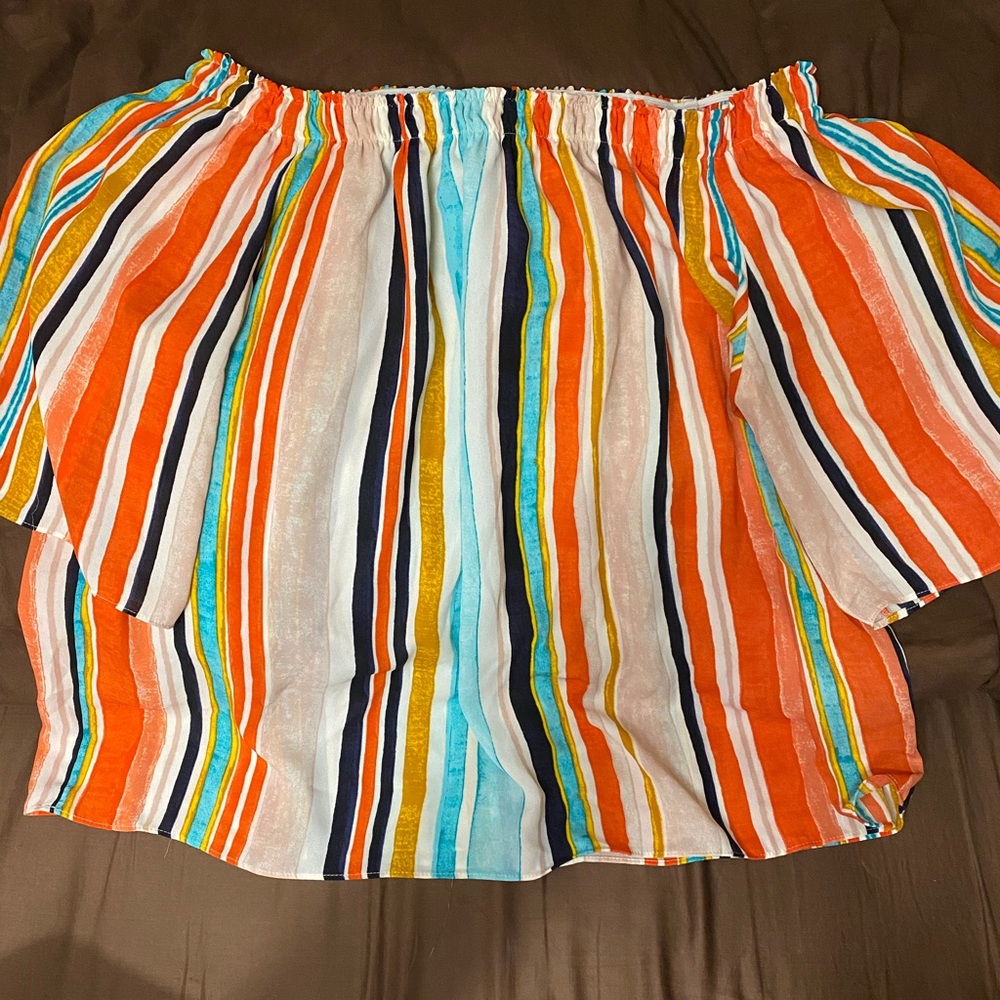 Colorful off the shoulder blouse